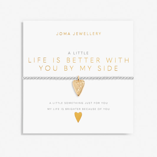 Joma Silver Plated Beaded Bracelet A Little LIFE IS BETTER WITH YOU BY MY SIDE