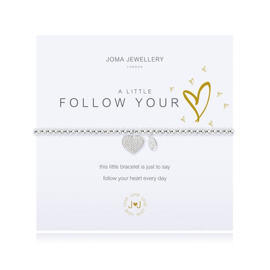 Joma Silver Plated Beaded Bracelet A Little FOLLOW YOUR HEART + Gift Bag 2434