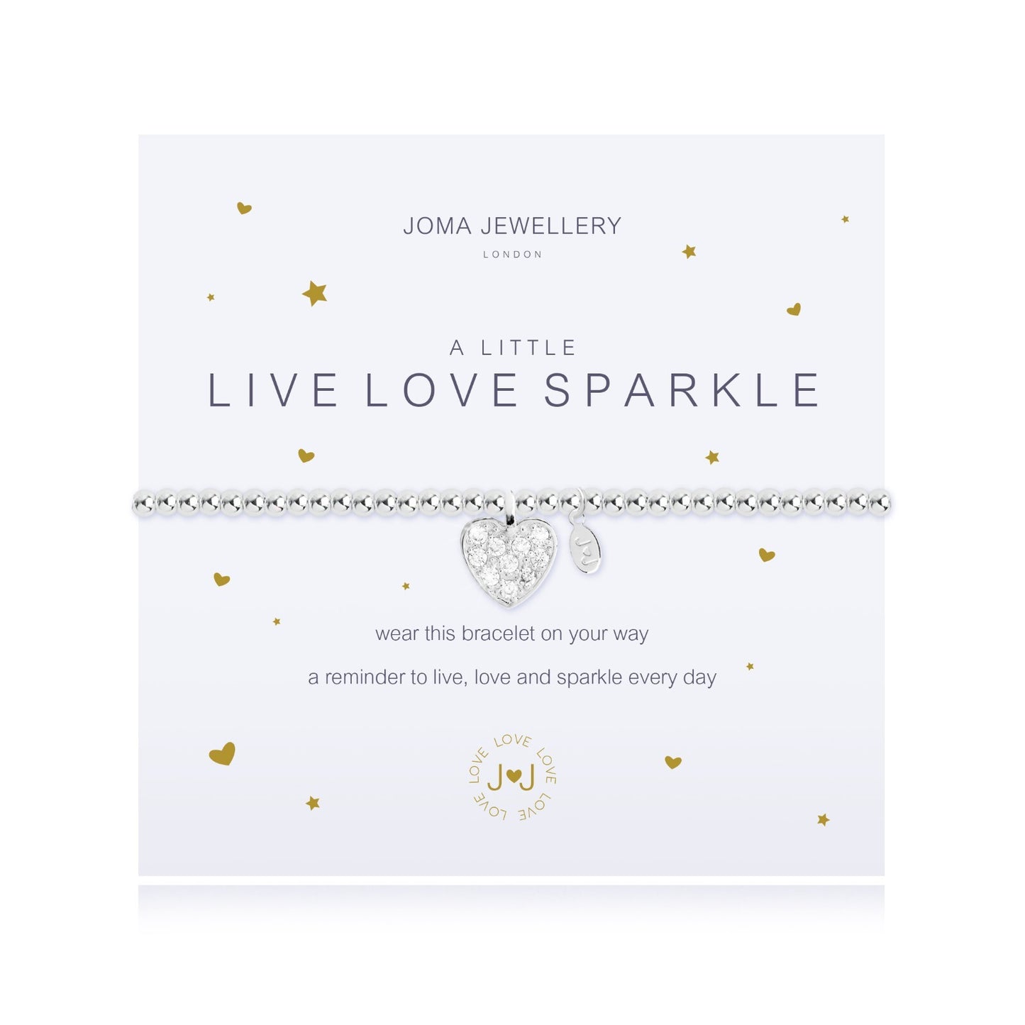 Joma Silver Plated Beaded Bracelet A Little LIVE LOVE SPARKLE  + GIFT BAG 2106