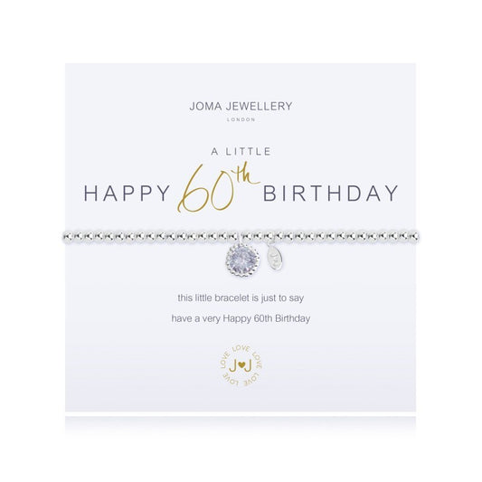 Joma Silver Plated Beaded Bracelet A Little HAPPY 60th BIRTHDAY + Gift Bag 2075