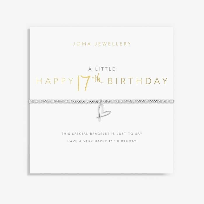 Joma Silver Plated Beaded Bracelet A Little HAPPY 17th BIRTHDAY + Gift Bag 2669
