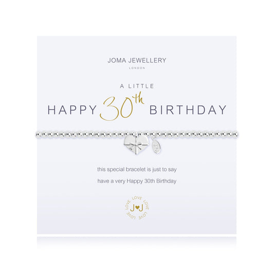 Joma Silver Plated Beaded Bracelet A Little HAPPY 30th BIRTHDAY + Gift Bag 1961