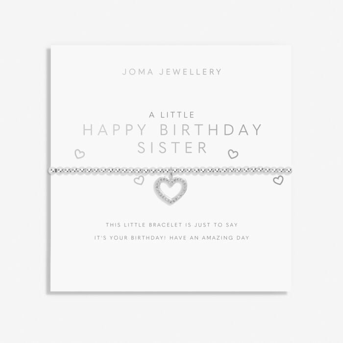Joma Silver Plated Beaded Bracelet A Little HAPPY BIRTHDAY SISTER + Gift Bag