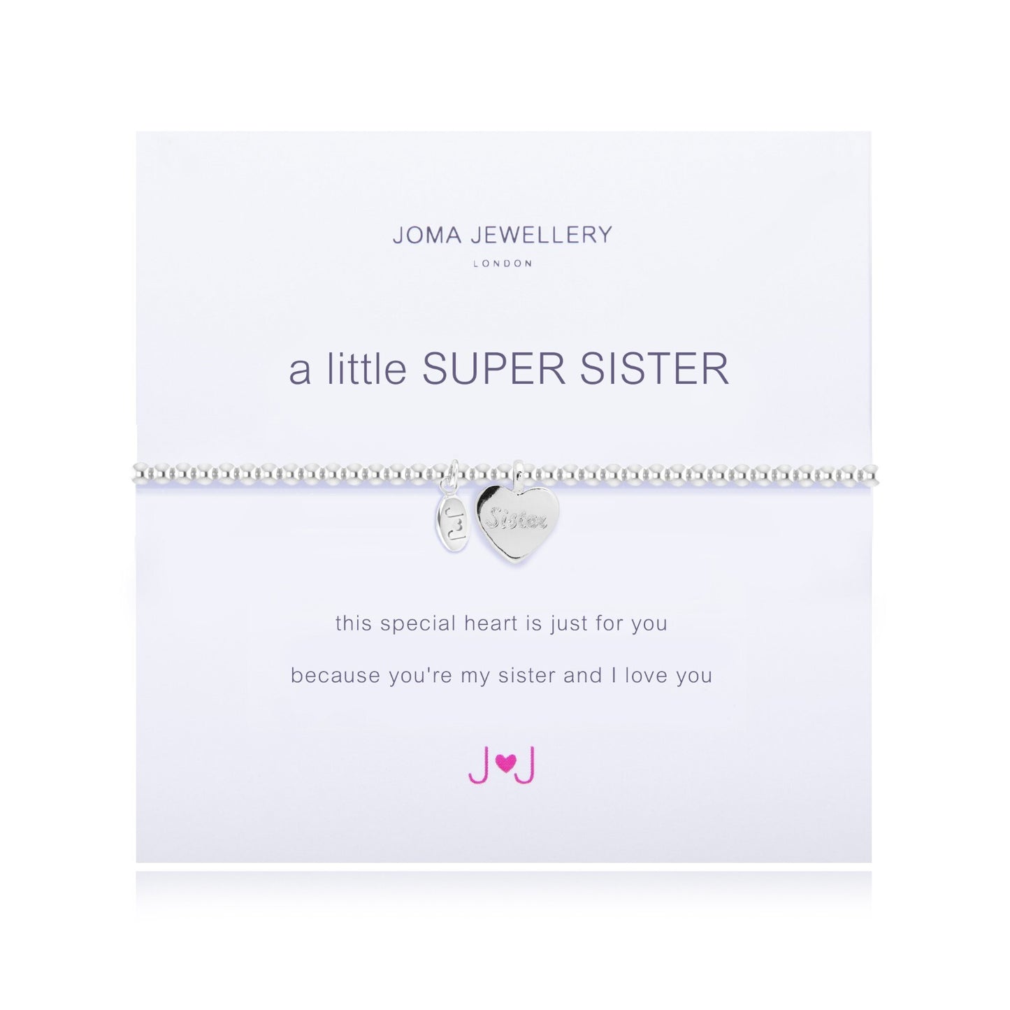 Joma Jewellery Silver Plated Beaded Bracelet A Little SUPER SISTER + Gift Bag