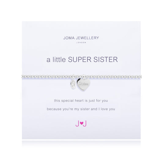 Joma Jewellery Silver Plated Beaded Bracelet A Little SUPER SISTER + Gift Bag