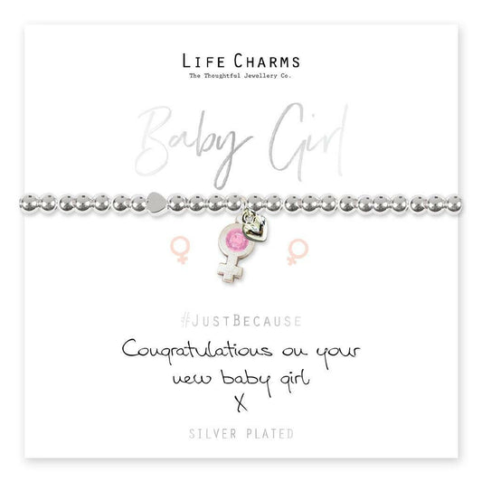 Life Charms Bracelet - " Congratulations on your new BABY GIRL " - Gift Boxed