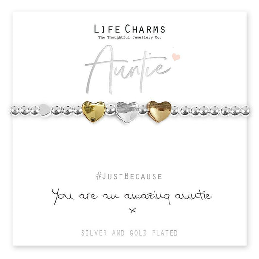 Life Charms Bracelet - AUNTIE - " You are an AMAZING AUNTIE " - Gift Boxed
