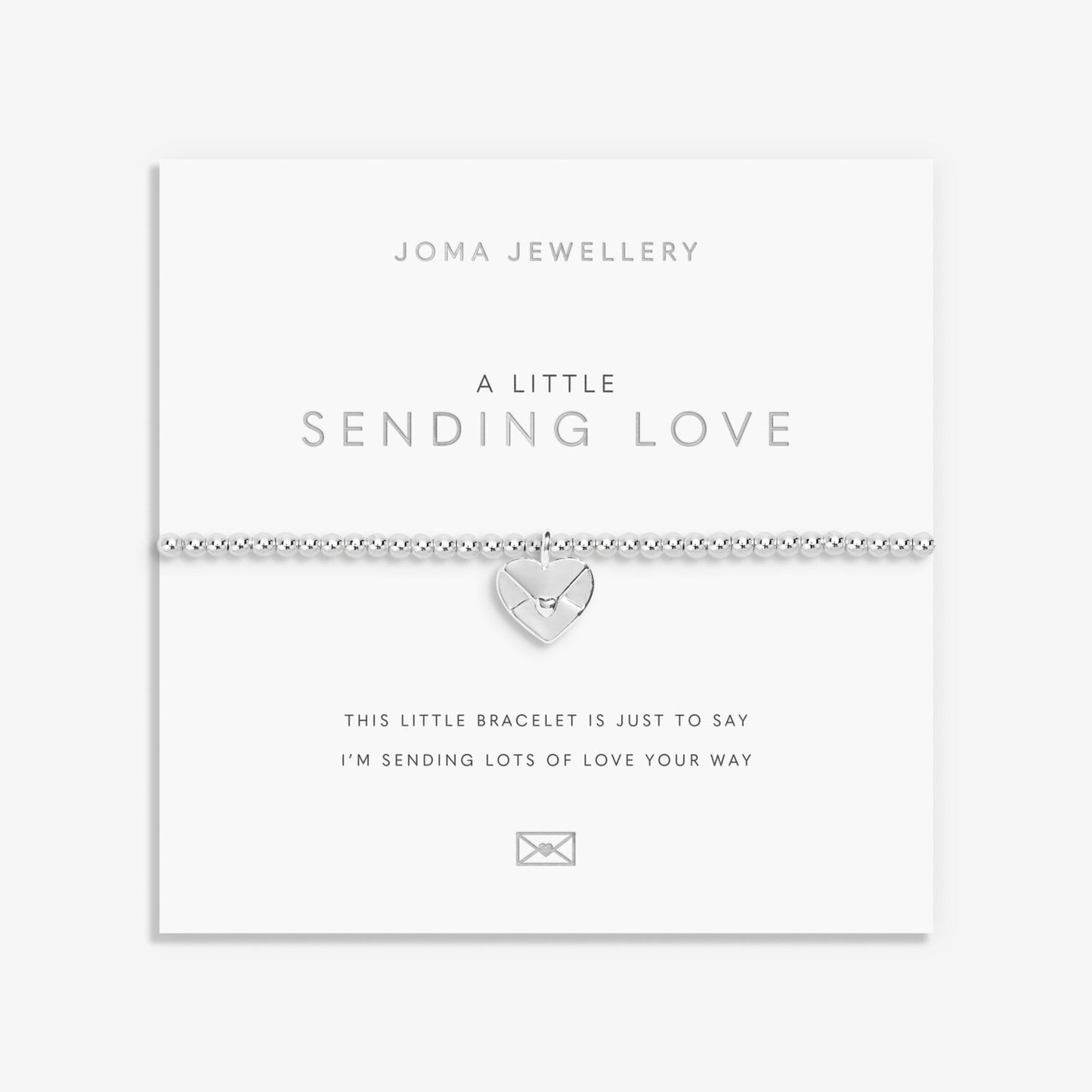 Joma Jewellery Silver Plated Beaded Bracelet A Little SENDING LOVE + Gift Bag