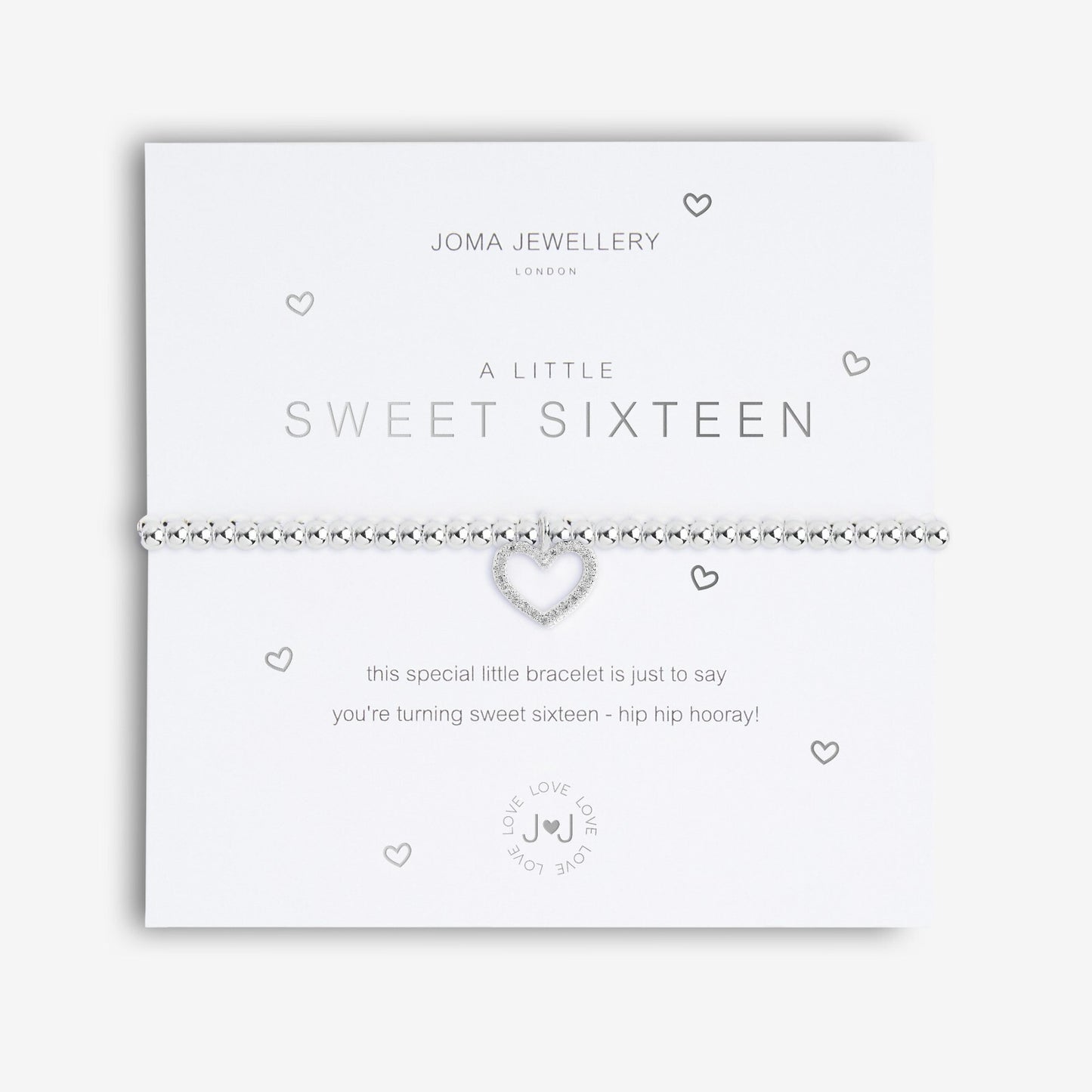 Joma Silver Plated Beaded Bracelet A Little SWEET SIXTEEN + Gift Bag 4950