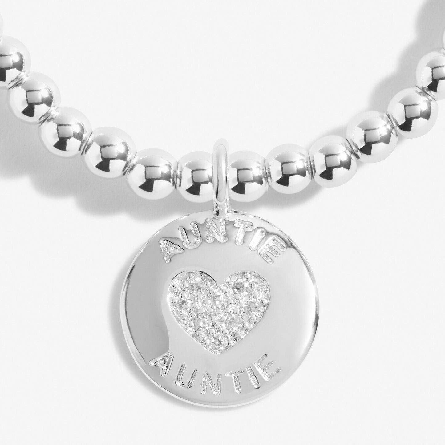 Joma Silver Plated Beaded Bracelet A Little JUST FOR YOU AUNTIE + Gift Bag 6075