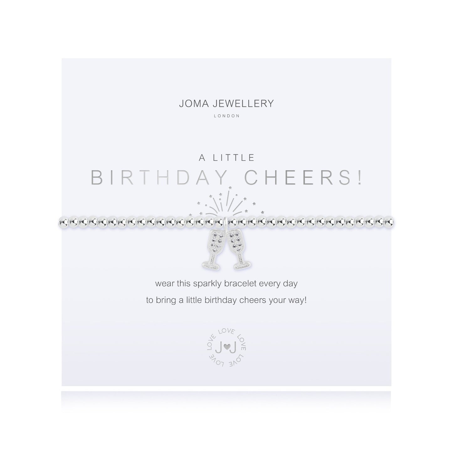 Joma Silver Plated Beaded Bracelet A Little BIRTHDAY CHEERS + Gift Bag 4345