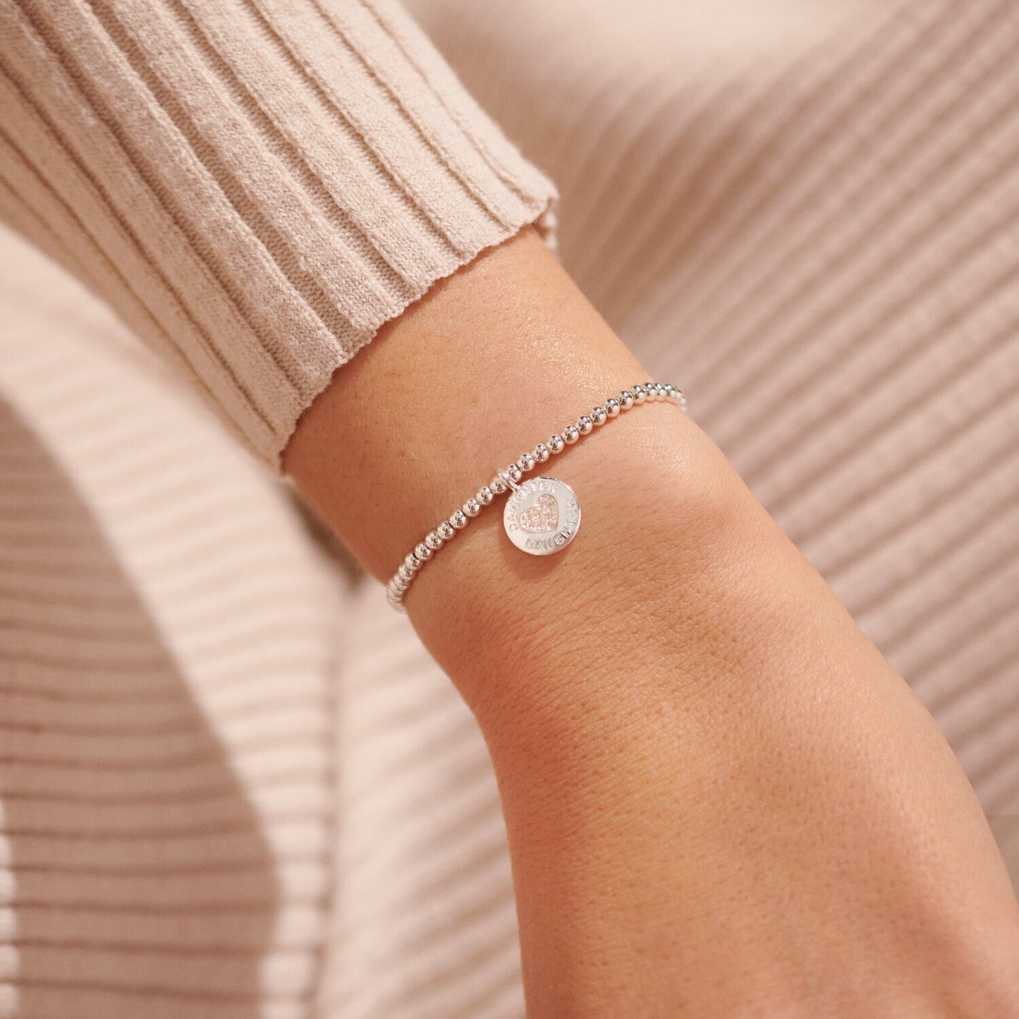 Joma Silver Plated Beaded Bracelet A Little JUST FOR YOU DAUGHTER + Gift Bag