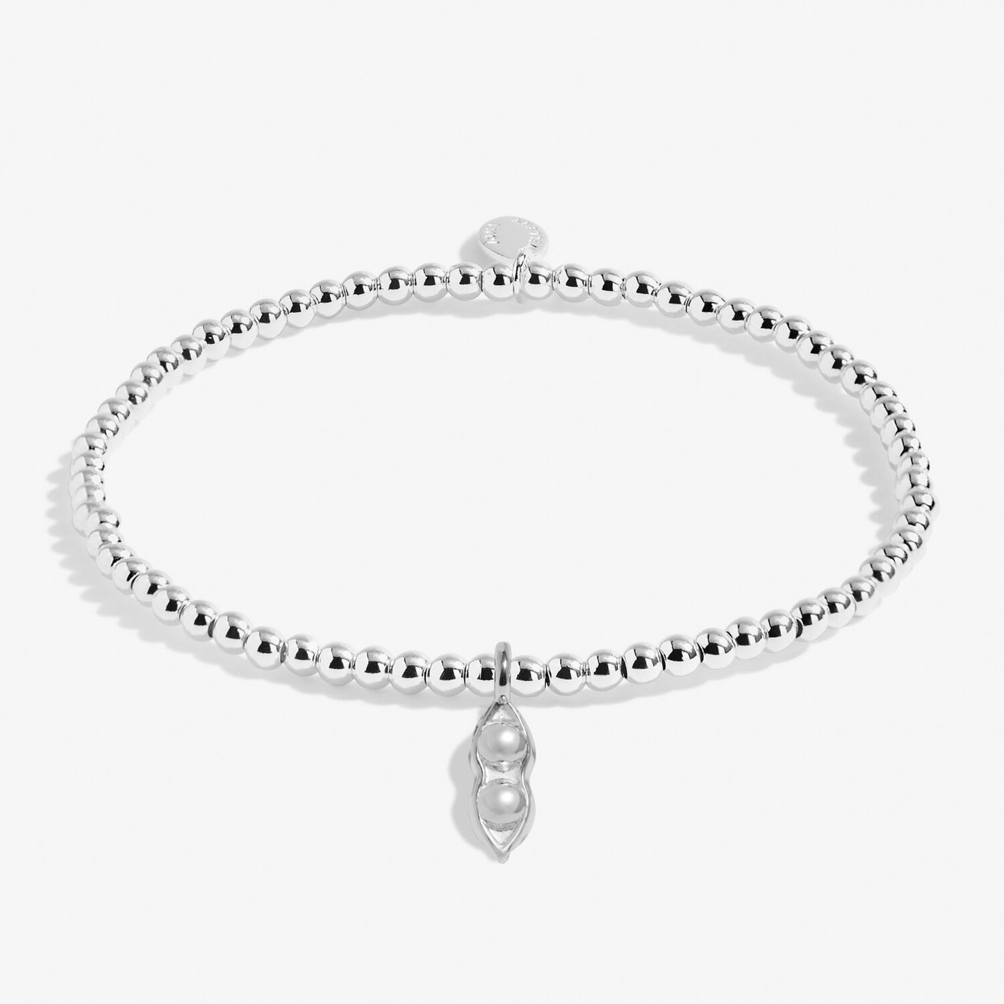 Joma Jewellery Silver Plated Beaded Bracelet A Little TWO PEAS IN A POD + Gft Bg