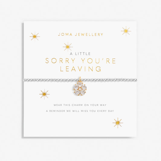 Joma Silver Plated Beaded Bracelet A Little SORRY YOU'RE LEAVING + Gift Bag 6063