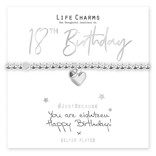 Life Charms Bracelet 18th - " You Are EIGHTEEN, Happy Birthday! x " - Gift Boxed