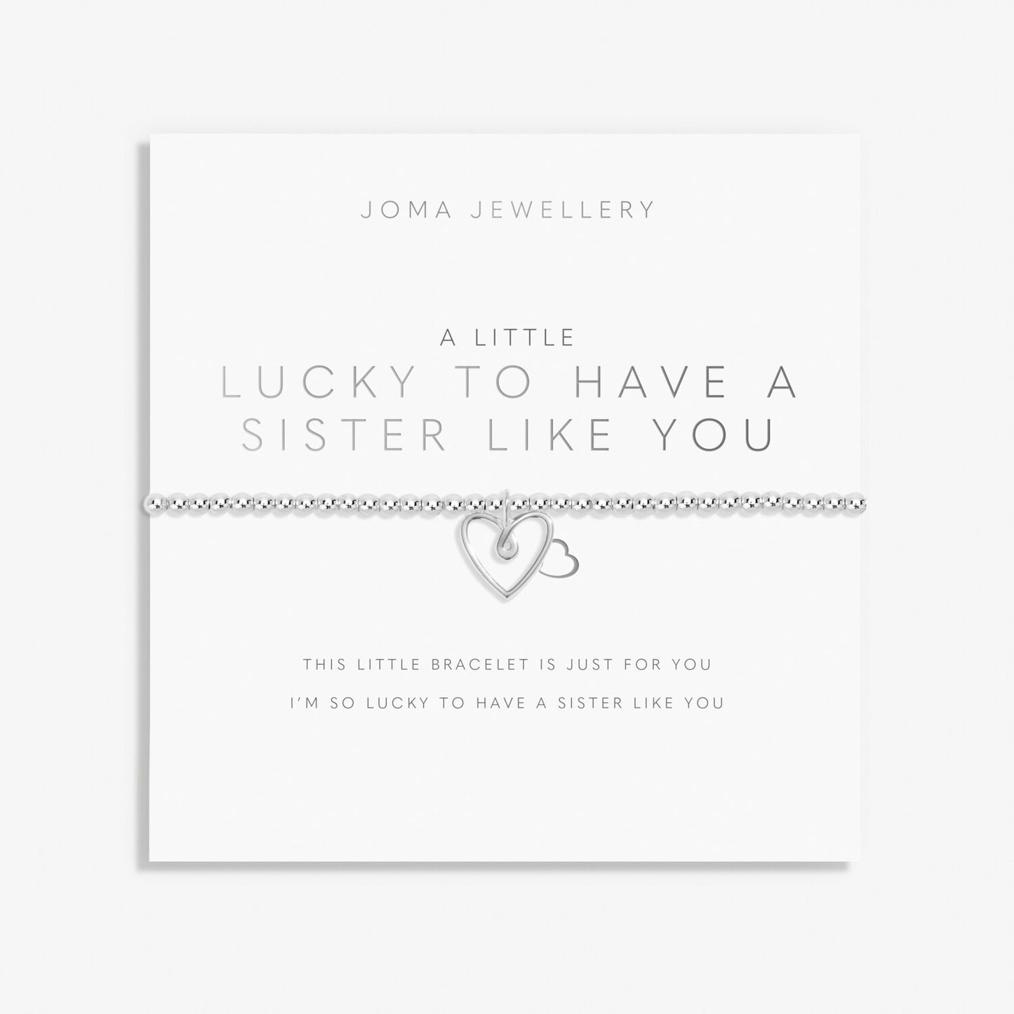 Joma Silver Plated Beaded Bracelet A Little LUCKY TO HAVE A SISTER LIKE YOU
