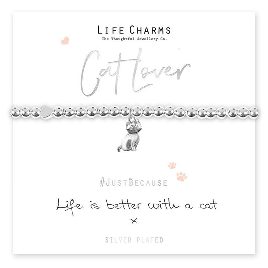 Life Charms Bracelet CAT LOVER - Life Is Better With a CAT -  Gift Boxed