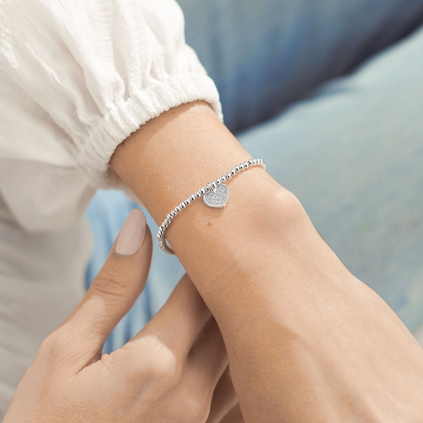 Joma Silver Plated Beaded Bracelet A Little SHINE BRIGHT LIVE HAPPY + Gift Bag