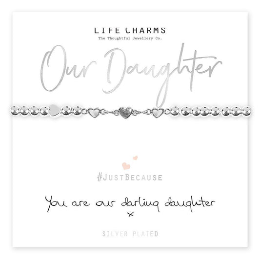 Life Charms Bracelet OUR DAUGHTER - " You Are Our Darling Daughter " Gift Boxed