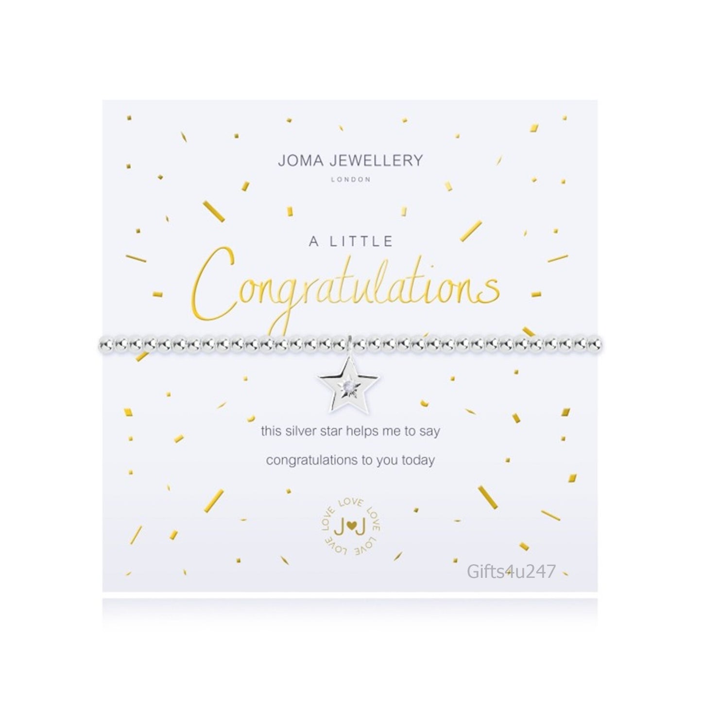 Joma Silver Plated Beaded Bracelet A Little CONGRATULATIONS + Gift Bag 2699