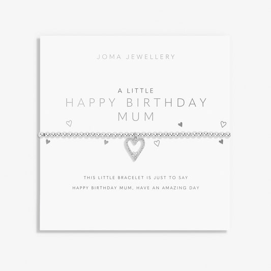 Joma Silver Plated Beaded Bracelet A Little HAPPY BIRTHDAY MUM + Gift Bag 7405