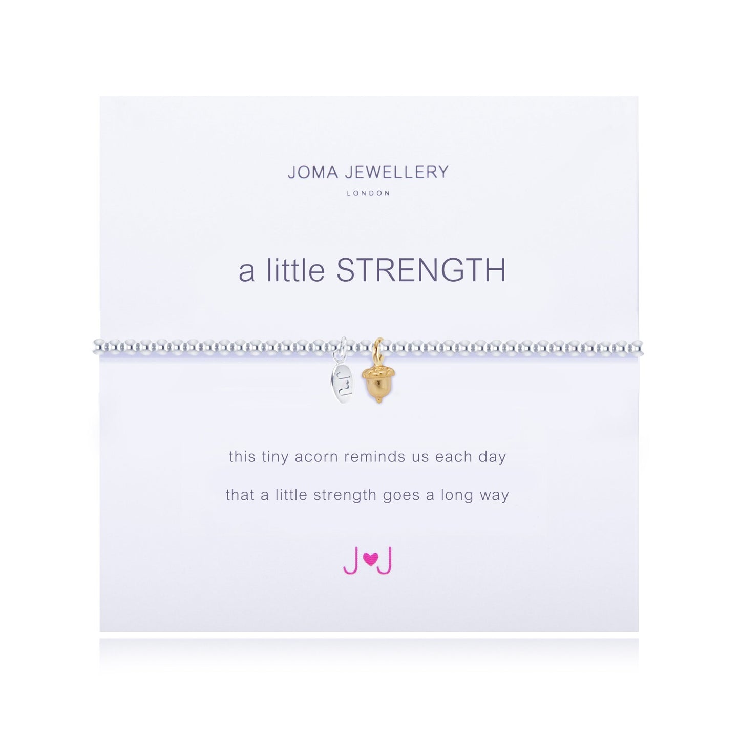 Joma Jewellery Silver Plated Beaded Bracelet A Little STRENGTH + Gift Bag 1003