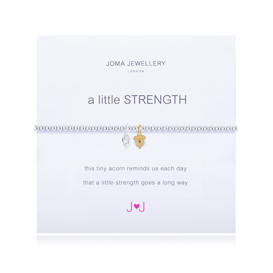 Joma Jewellery Silver Plated Beaded Bracelet A Little STRENGTH + Gift Bag 1003
