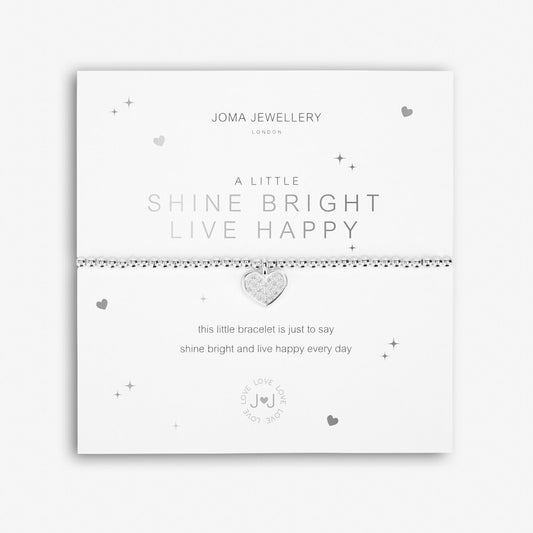 Joma Silver Plated Beaded Bracelet A Little SHINE BRIGHT LIVE HAPPY + Gift Bag