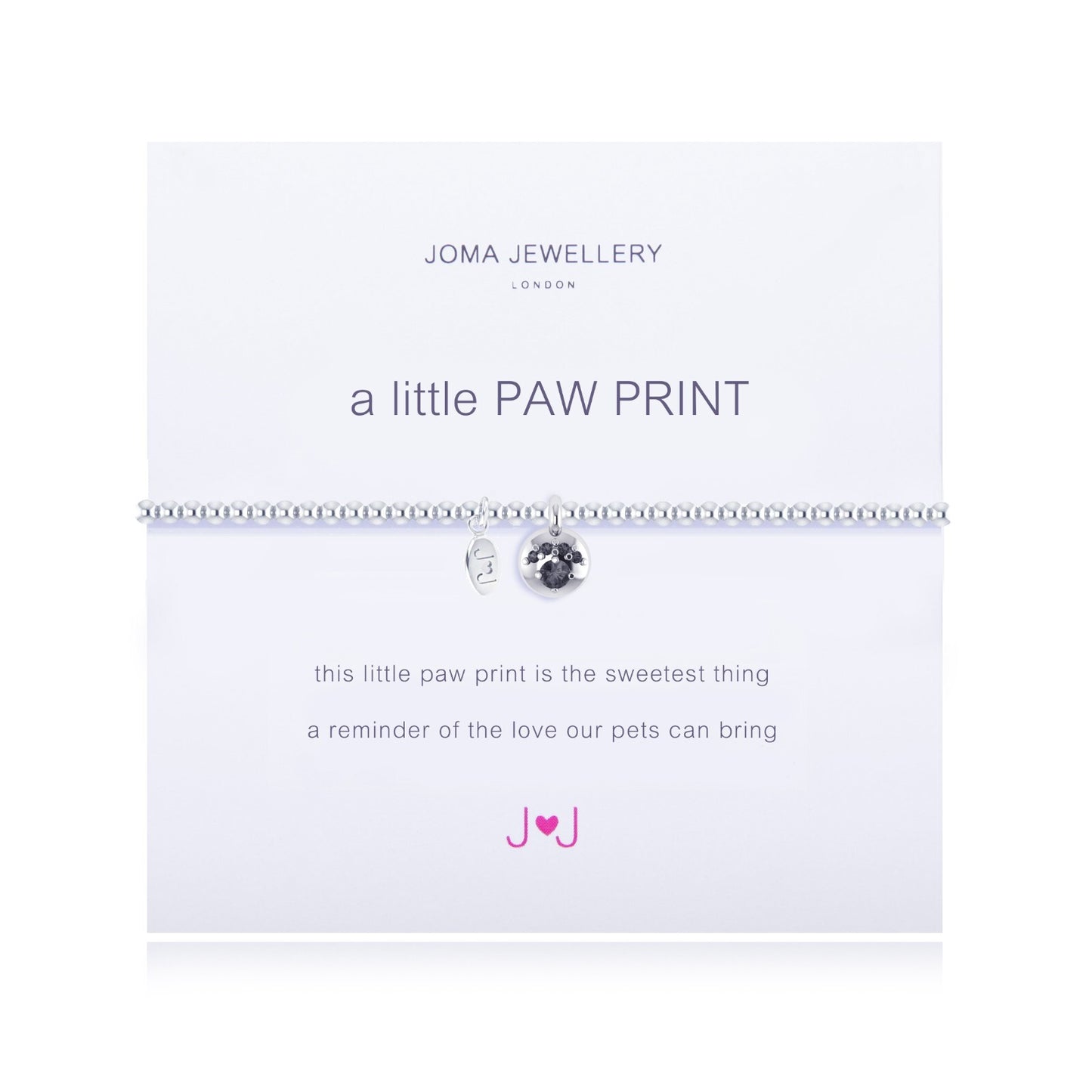 Joma Jewellery Silver Plated Beaded Bracelet A Little PAW PRINT + Gift Bag 1094