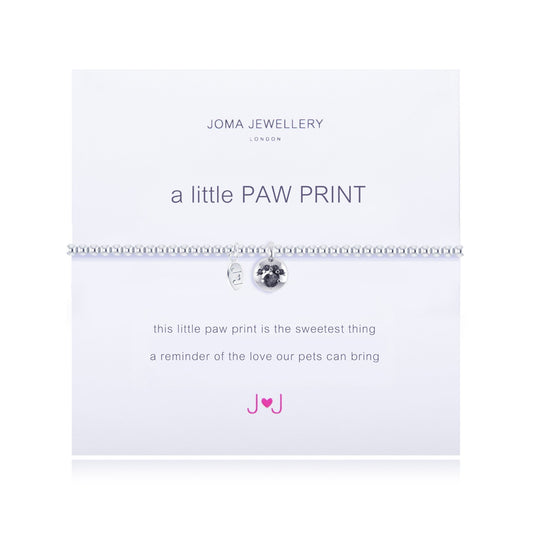 Joma Jewellery Silver Plated Beaded Bracelet A Little PAW PRINT + Gift Bag 1094