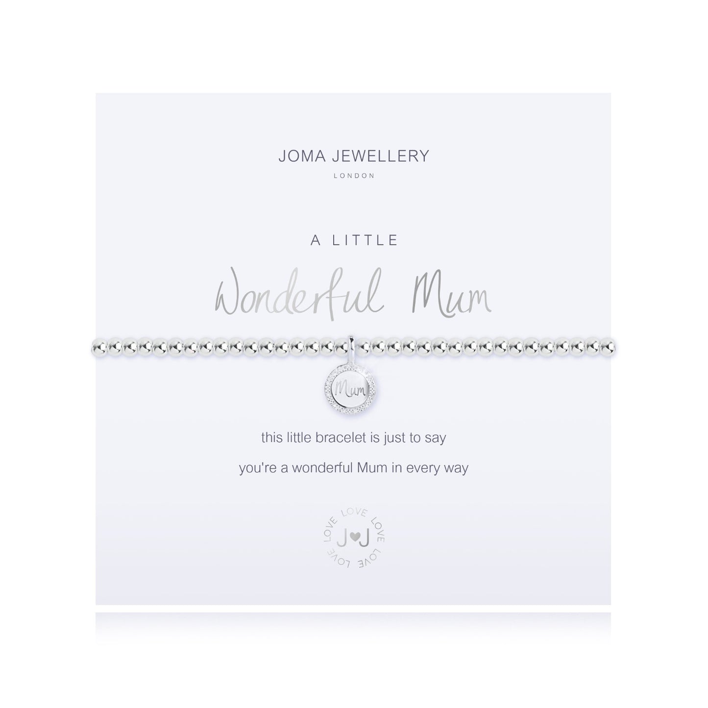 Joma Silver Plated Beaded Bracelet A Little WONDERFUL MUM + Gift Bag 3204