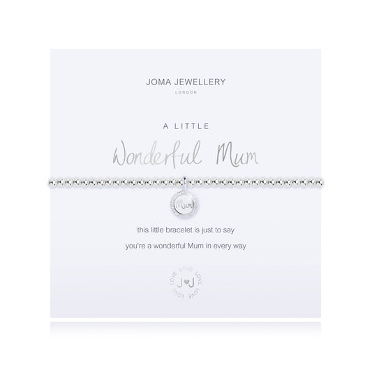 Joma Silver Plated Beaded Bracelet A Little WONDERFUL MUM + Gift Bag 3204