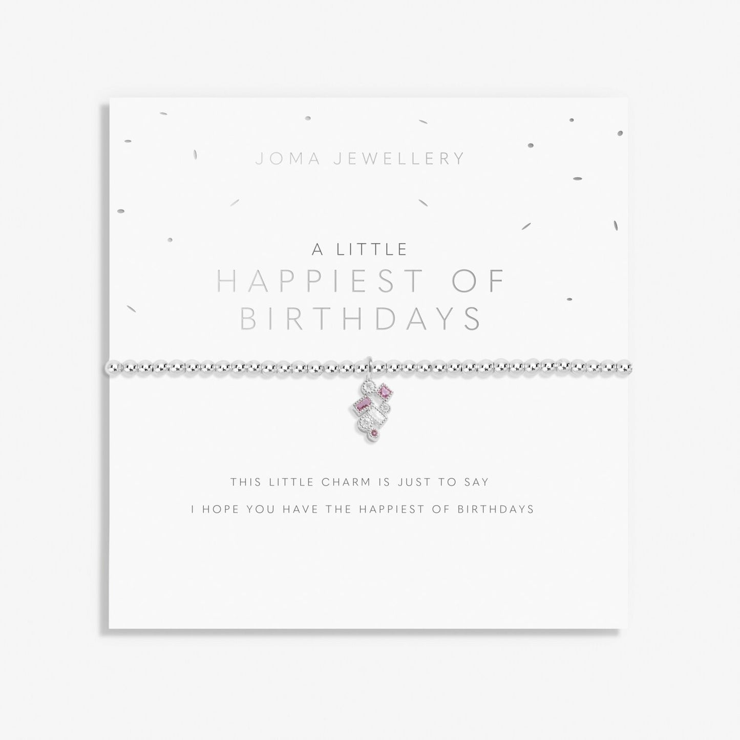 Joma Silver Plated Beaded Bracelet A Little HAPPIEST OF BIRTHDAYS +Gift Bag 8149