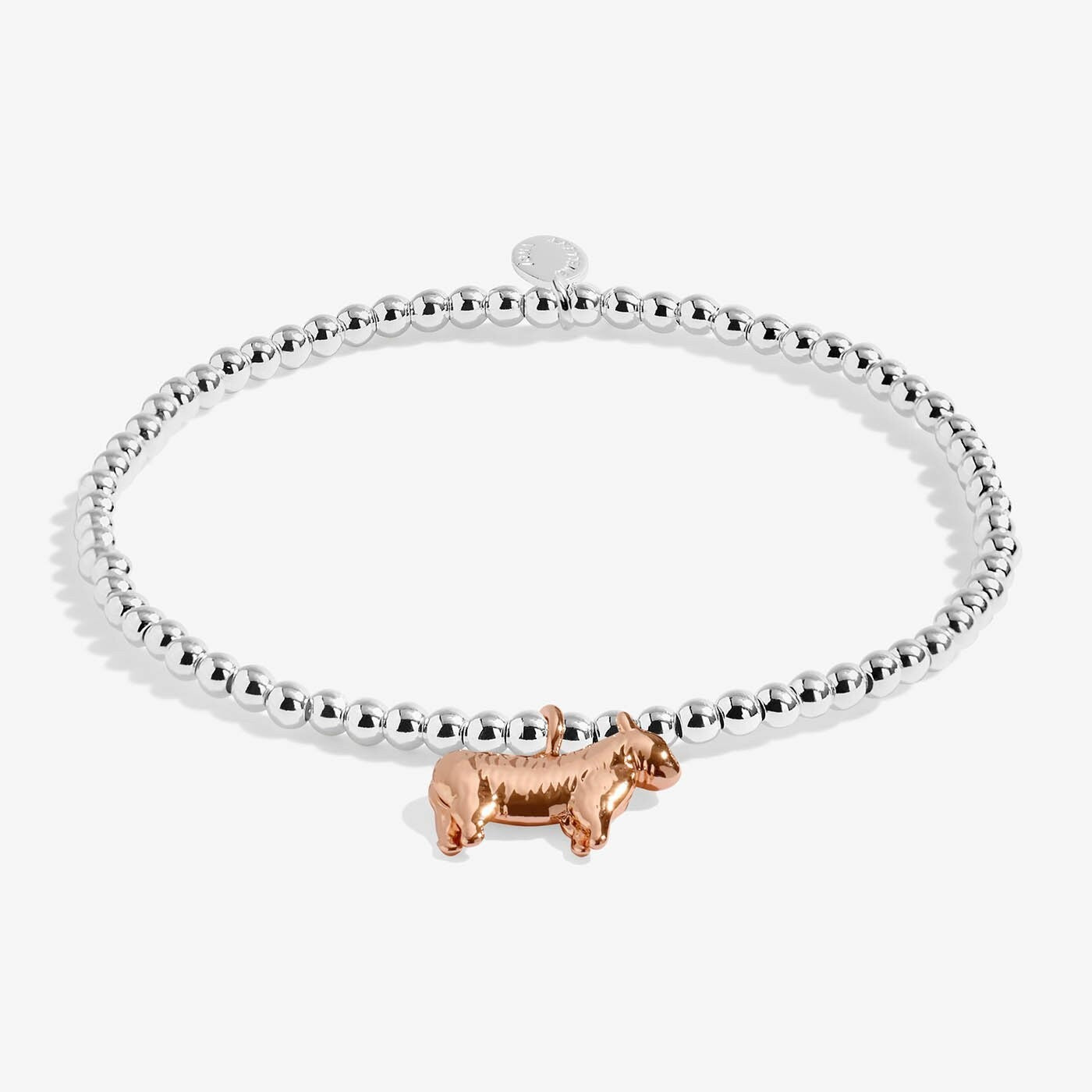 Joma Silver Plated Beaded Bracelet A Wee OCH AYE THE MOO  +Gift Bag Highland Cow