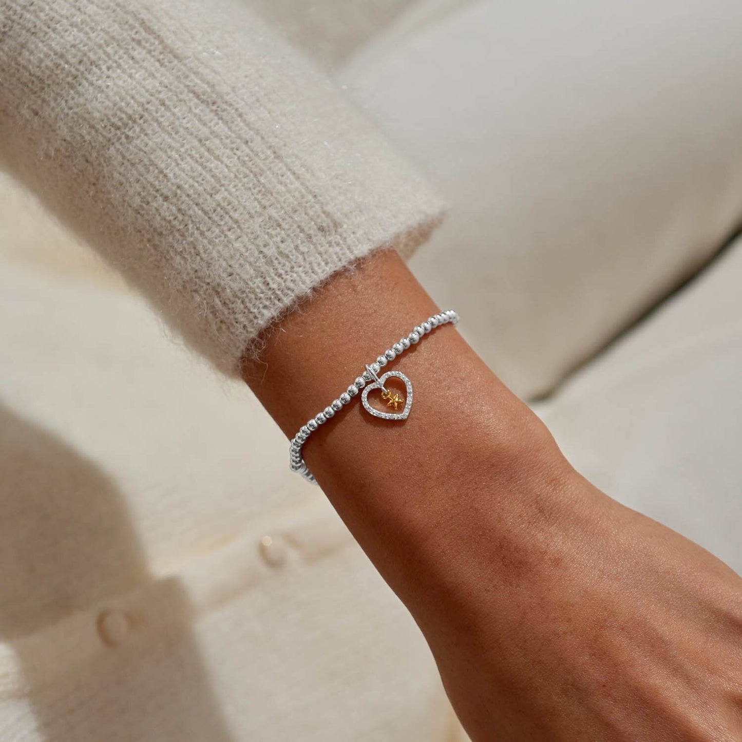 Joma Jewellery A Little BEST NEWS EVER  Silver Plated Beaded Bracelet +Gift Bag