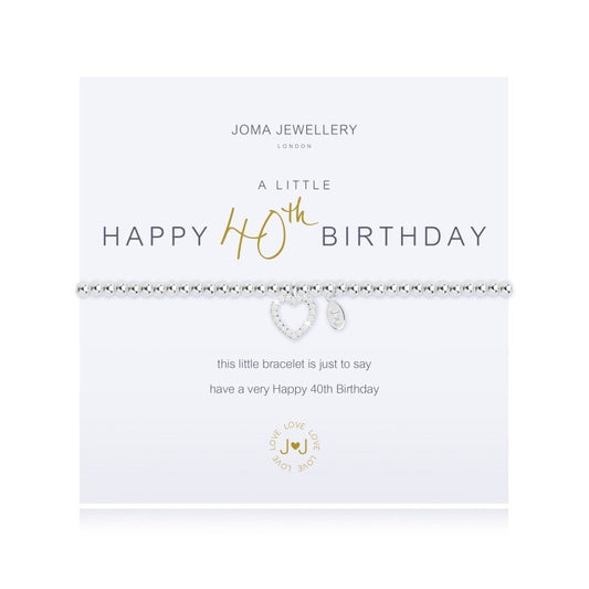 Joma Silver Plated Beaded Bracelet A Little HAPPY 40th BIRTHDAY + Gift Bag 2073