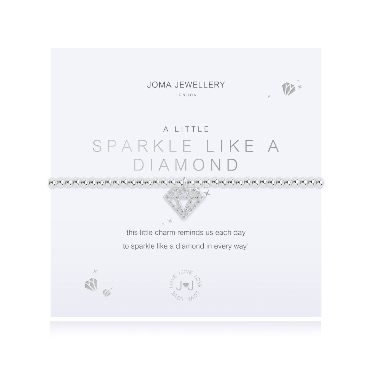 Joma Silver Plated Beaded Bracelet A Little SPARKLE LIKE A DIAMOND + Gift Bag