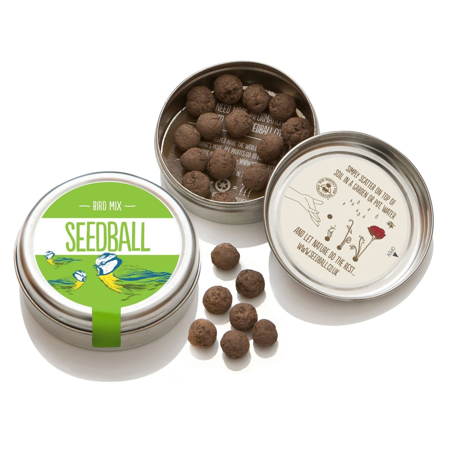 Seedball Bird Mix Seed Bombs (British Wild Flower Tin)  - Sow Spring Autumn