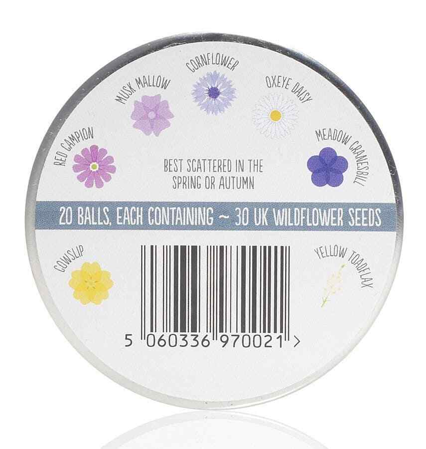 Seedball Urban Meadow Mix Seed Bombs ( Wild Flower Tin)  - Sow Spring Autumn