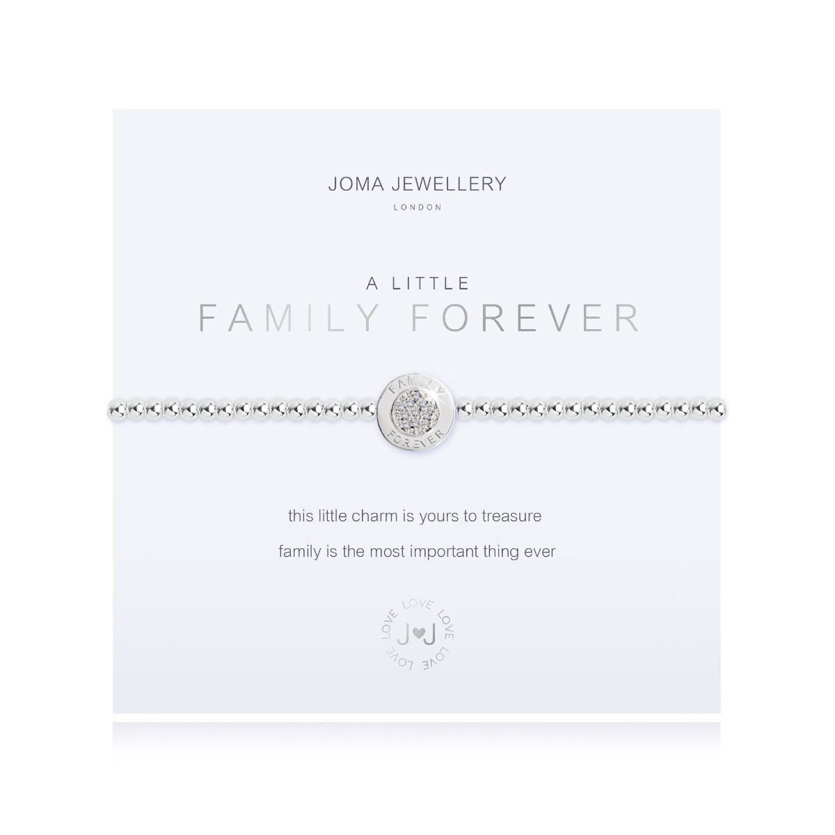 Joma Silver Plated Beaded Bracelet A Little FAMILY F0REVER + Gift Bag 3205