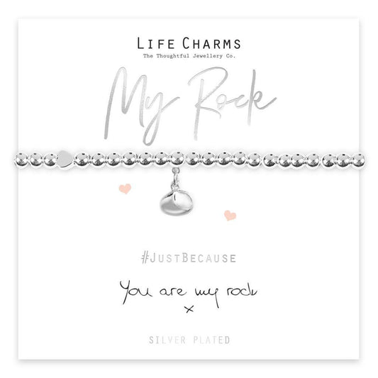 Life Charms Beaded Bracelet - " You Are My Rock " - Beautifully Gift Boxed