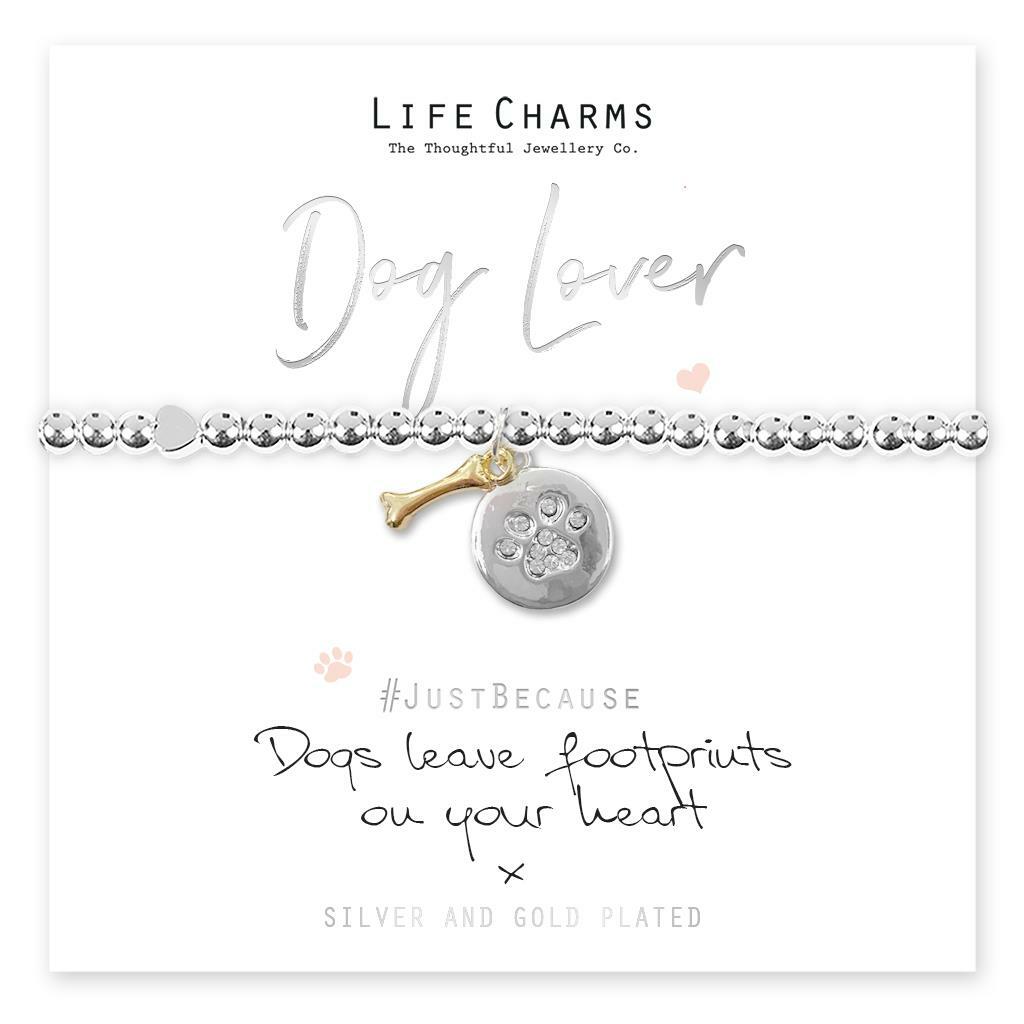 Life Charms Bracelet - DOG LOVER - "DOGS Leave Footprints On Your Heart " + GBox