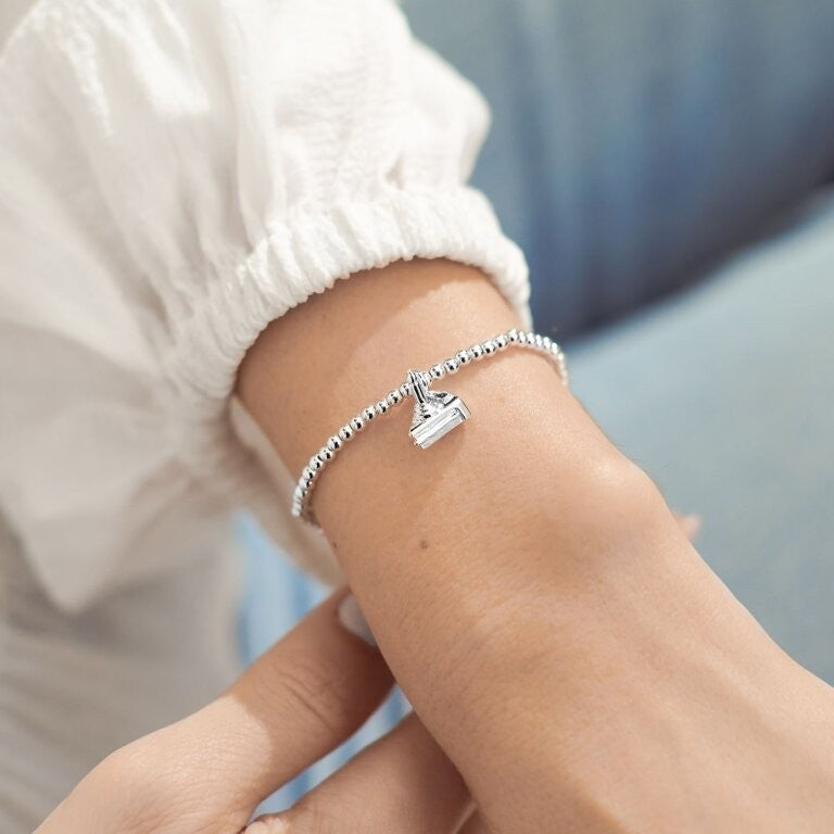 Joma Silver Plated Beaded Bracelet A Little HAPPIEST OF BIRTHDAYS + Gift Bag