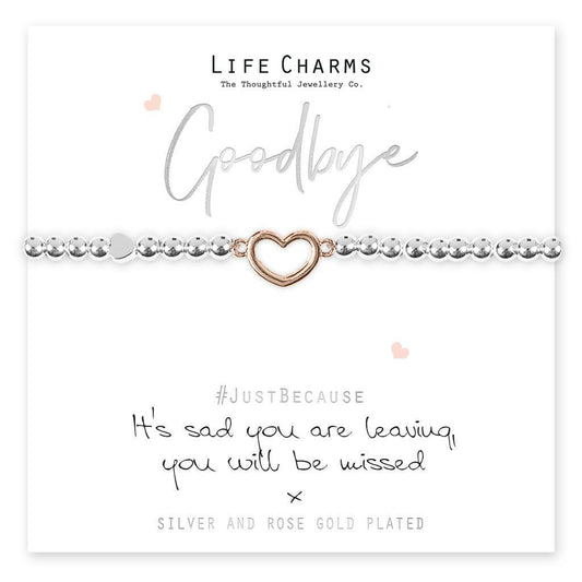 Life Charms Bracelet - " It Is Sad YOU ARE LEAVING " -  Beautifully Gift Boxed