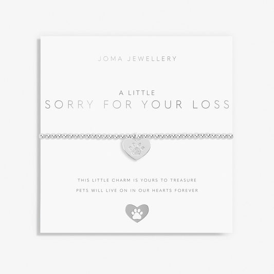 Joma Silver Plated Beaded Bracelet A Little SORRY FOR YOUR LOSS + Gift Bag 6070