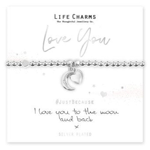 Life Charms Bracelet - " LOVE YOU TO THE MOON AND BACK " - Gift Boxed