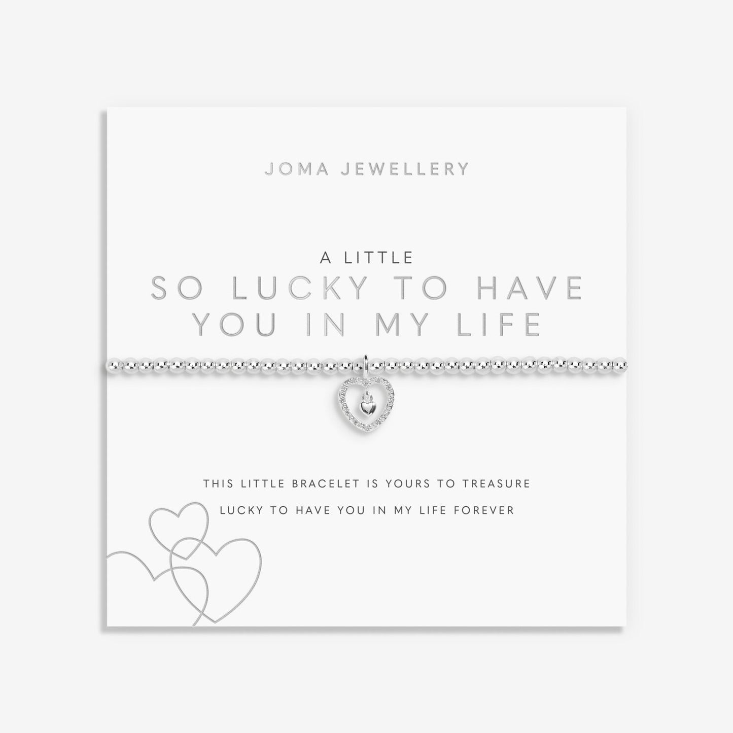 Joma Silver Plated Beaded Bracelet A Little SO LUCKY TO HAVE YOU IN MY LIFE +GBg