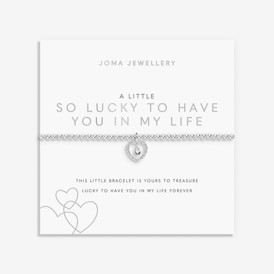 Joma Silver Plated Beaded Bracelet A Little SO LUCKY TO HAVE YOU IN MY LIFE +GBg