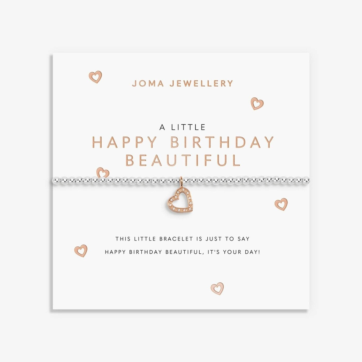 Joma Silver Plated Beaded Bracelet A Little HAPPY BIRTHDAY BEAUTIFUL + Gift Bag