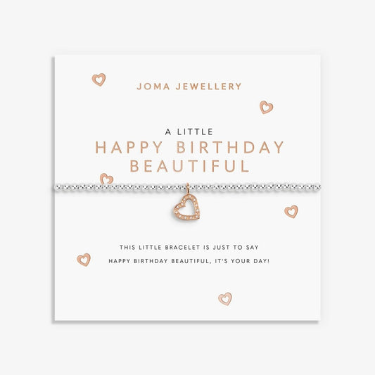 Joma Silver Plated Beaded Bracelet A Little HAPPY BIRTHDAY BEAUTIFUL + Gift Bag